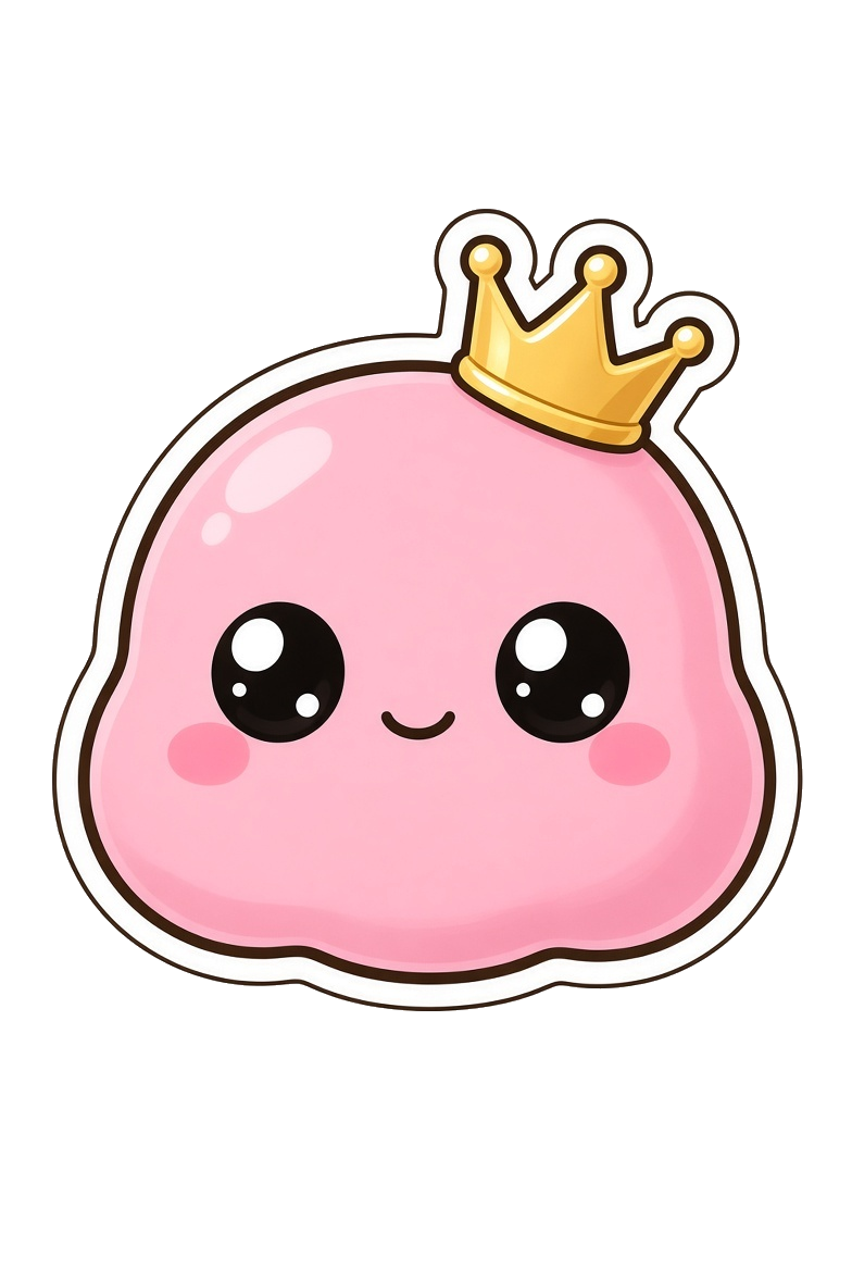 TUOTUO crowned pink blob mascot